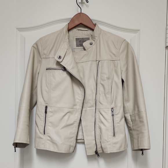 Zara Women's Beige Leather Jacket - Picture 1 of 7